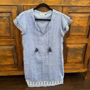 Vineyard Vines - Embroidered Flutter Sleeve Vineyard Tunic Dress - Size Medium